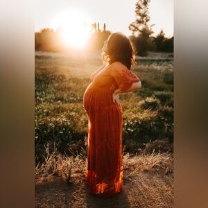 PinkBlush Lace Maternity Maxi Dress